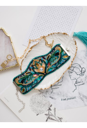 Bead Embroidery Kit on Art Canvas "Bracelet “Viridian”"