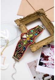 Bead Embroidery Kit on Art Canvas "Bracelet “Golden ornament”"