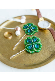 Christmas Ornament Bead Embroidery Kit "Clover for good luck"