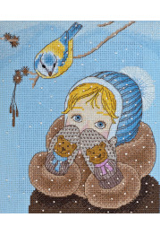 Cross Stitch Kit "Girl and bird"