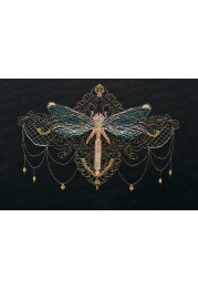 Cross Stitch Kit "Golden dragonfly"