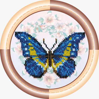 Mini Bead Embroidery Kit on Art Canvas "Butterfly"