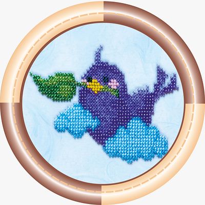 Mini Bead Embroidery Kit on Art Canvas "Bird"