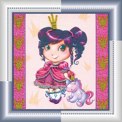 Mini Bead Embroidery Kit on Art Canvas "Adele"