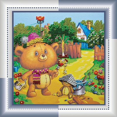 Mini Bead Embroidery Kit on Art Canvas "Artist"