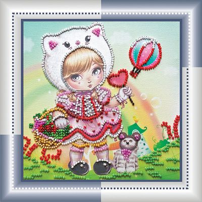 Mini Bead Embroidery Kit on Art Canvas "Carnival"