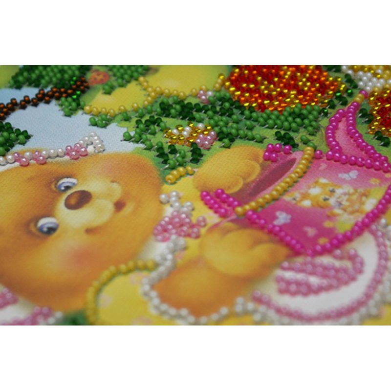 Mini Bead Embroidery Kit on Art Canvas "Hostess"