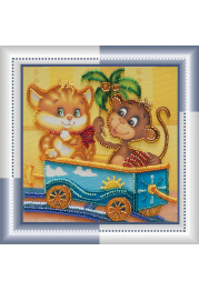 Mini Bead Embroidery Kit on Art Canvas "Funny company"