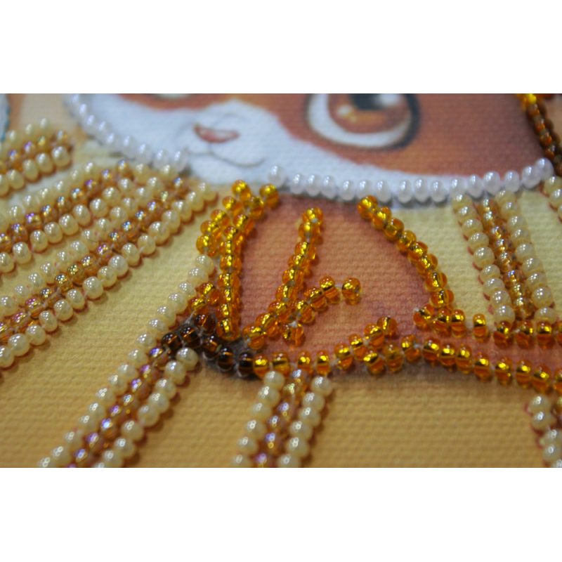 Mini Bead Embroidery Kit on Art Canvas "Fox pup"