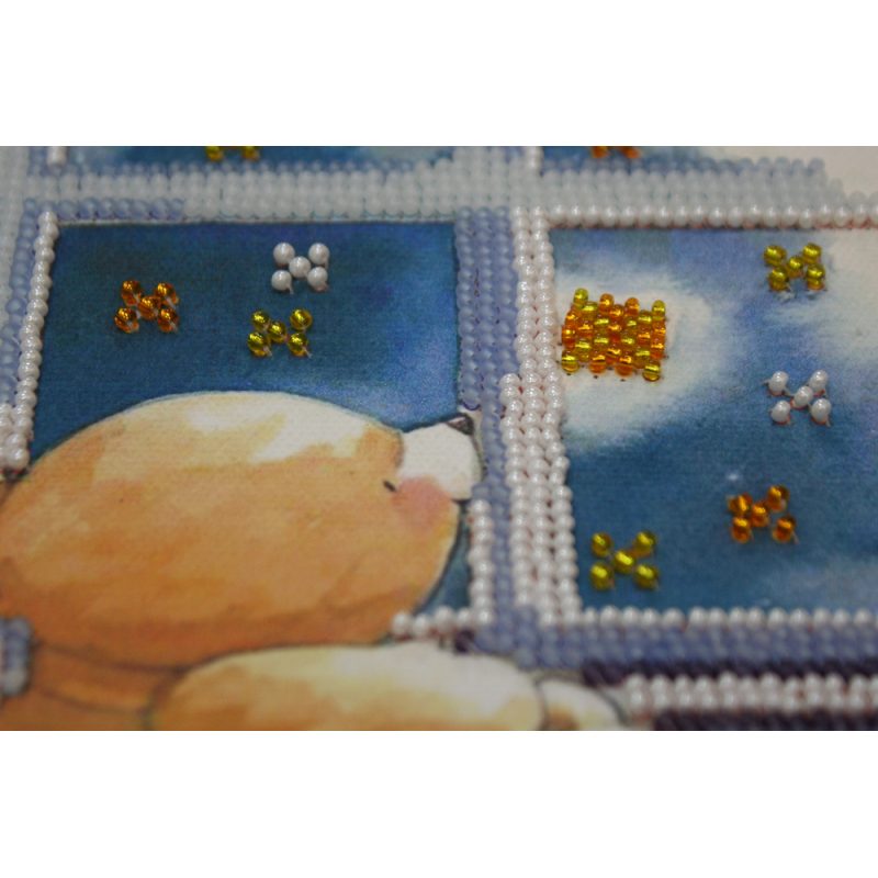 Mini Bead Embroidery Kit on Art Canvas "Starlight night"