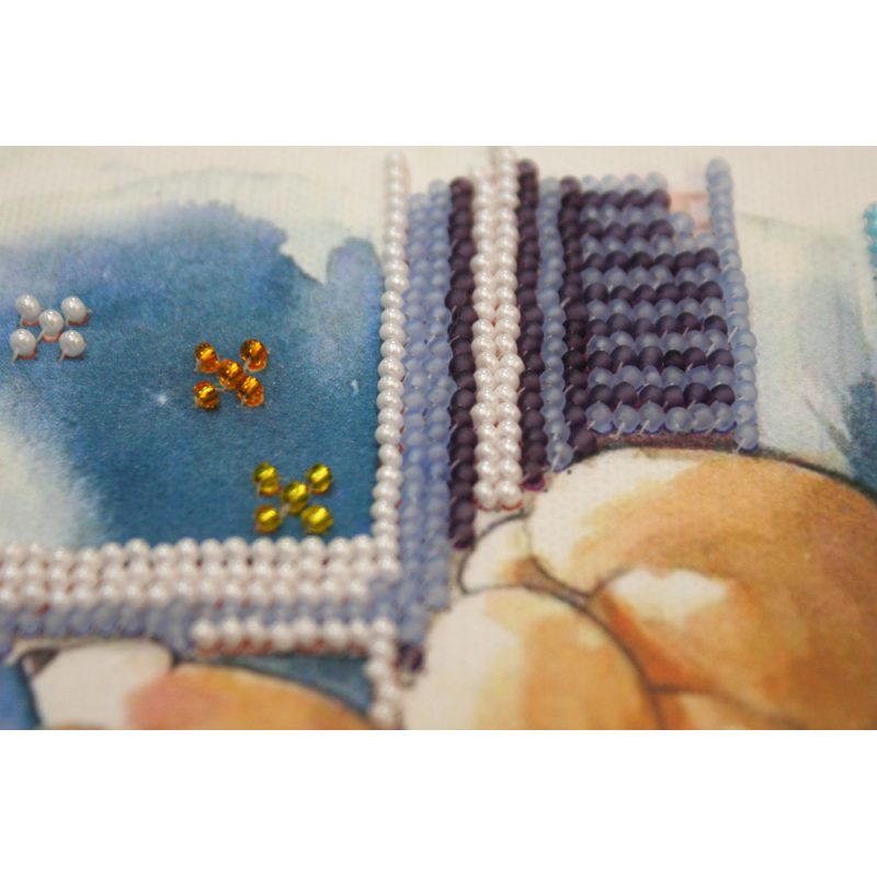 Mini Bead Embroidery Kit on Art Canvas "Starlight night"