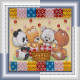 Mini Bead Embroidery Kit on Art Canvas "Bears and basket"