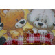 Mini Bead Embroidery Kit on Art Canvas "Bears and basket"