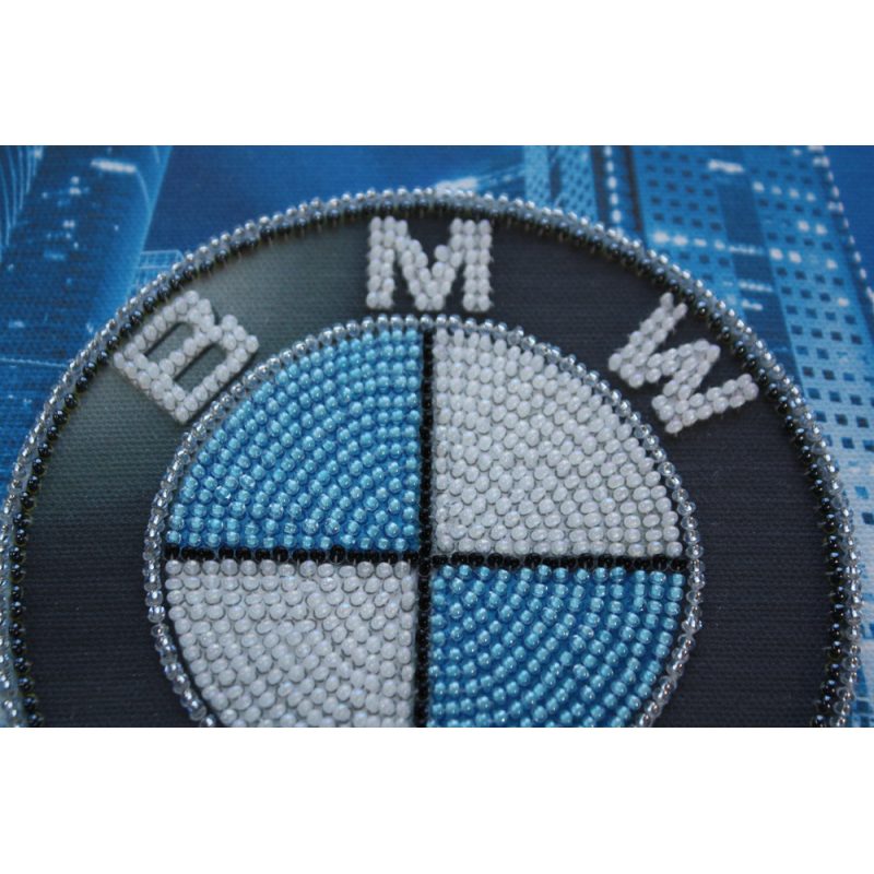 Mini Bead Embroidery Kit on Art Canvas "BMW (emblem)"