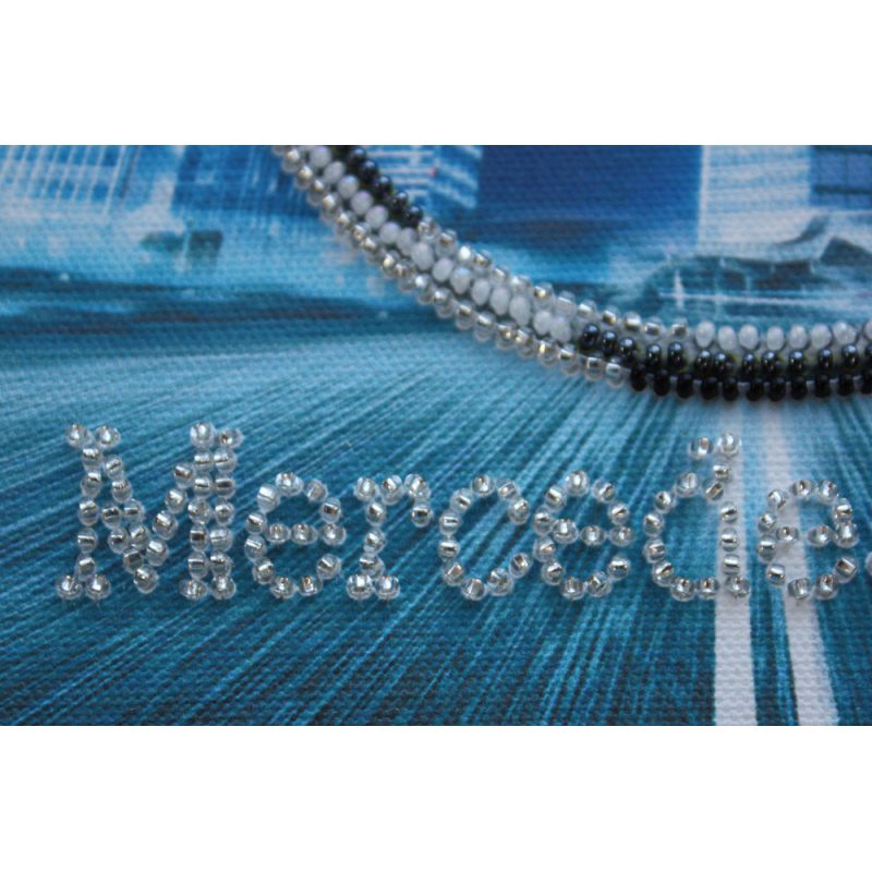 Mini Bead Embroidery Kit on Art Canvas "Mercedes-Benz"