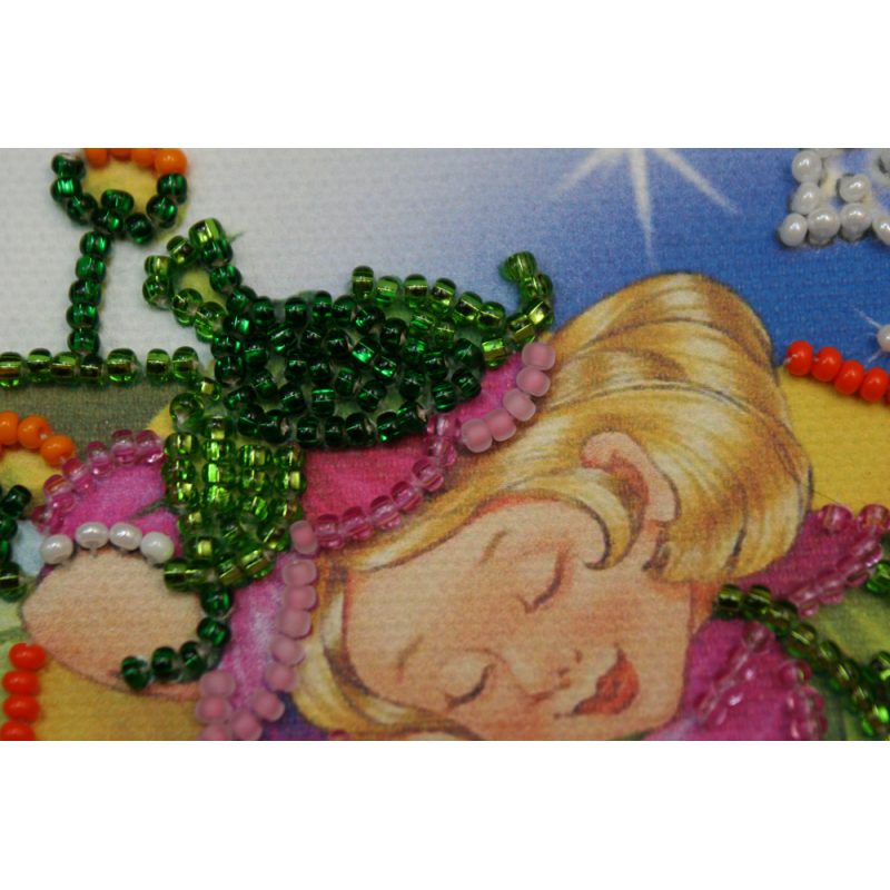 Mini Bead Embroidery Kit on Art Canvas "Sleeping fairy"