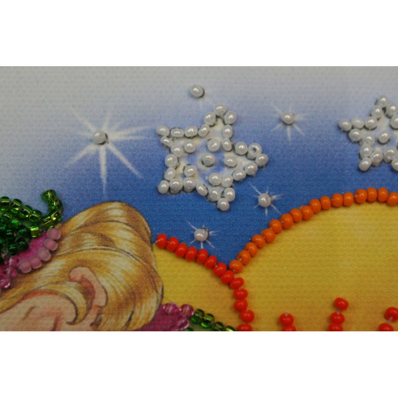 Mini Bead Embroidery Kit on Art Canvas "Sleeping fairy"