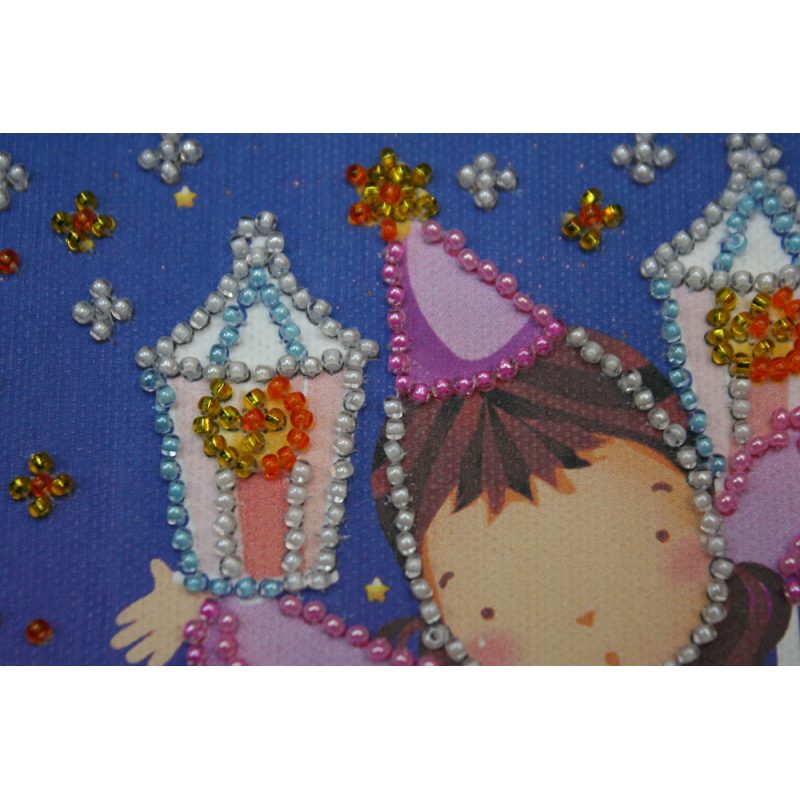 Mini Bead Embroidery Kit on Art Canvas "Star dance"