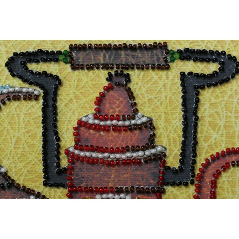 Mini Bead Embroidery Kit on Art Canvas "Kettle – 1"