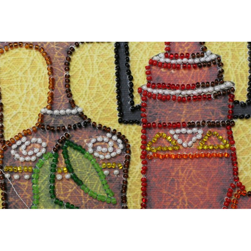 Mini Bead Embroidery Kit on Art Canvas "Kettle – 1"
