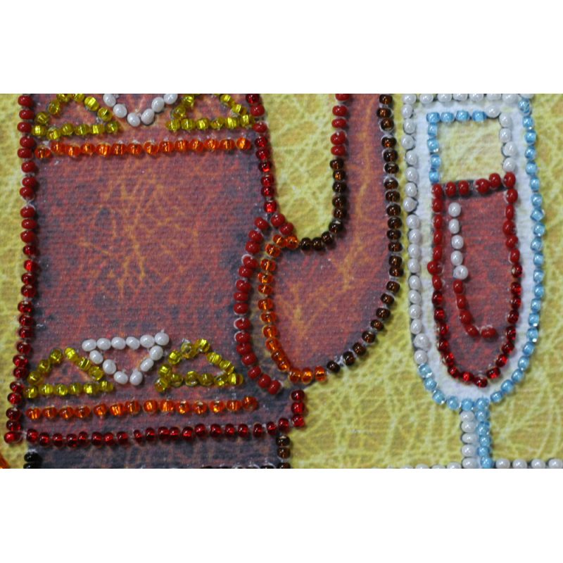 Mini Bead Embroidery Kit on Art Canvas "Kettle – 1"