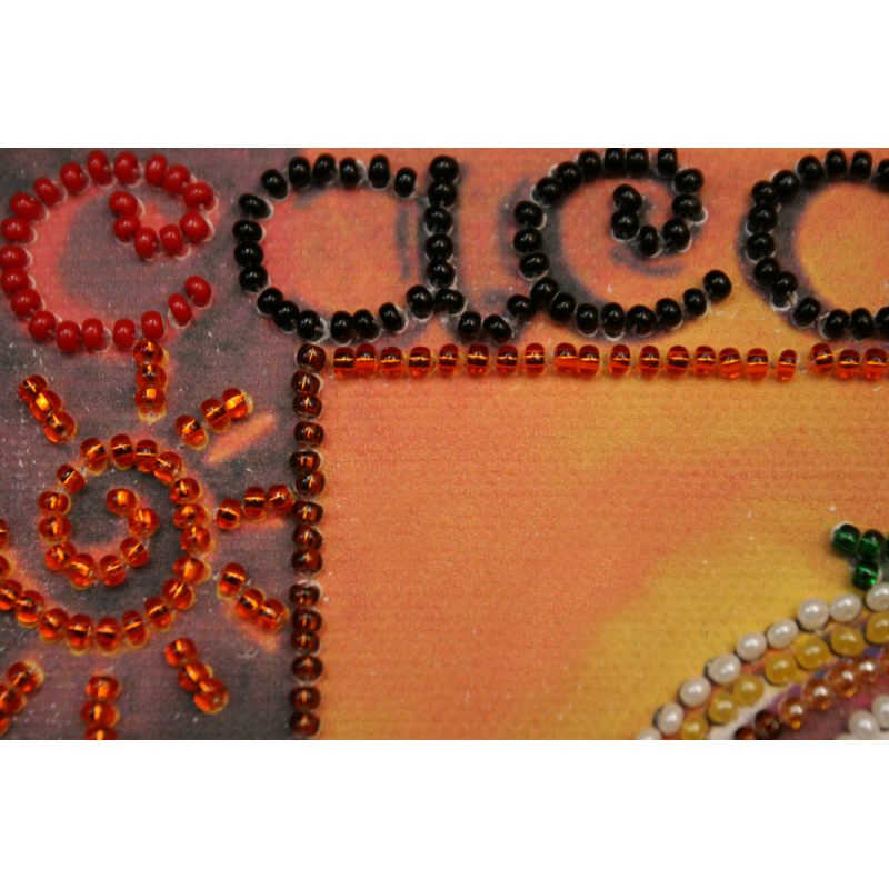 Mini Bead Embroidery Kit on Art Canvas "Cacao"