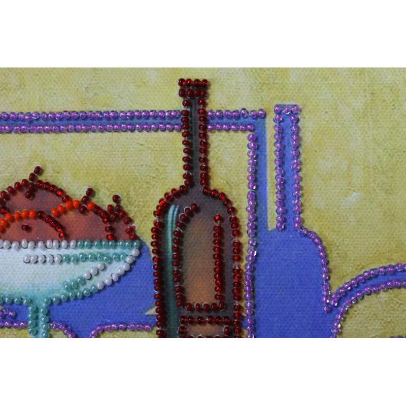 Mini Bead Embroidery Kit on Art Canvas "Kitchen – 3"
