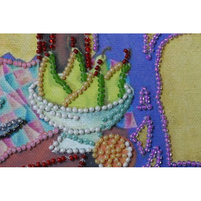 Mini Bead Embroidery Kit on Art Canvas "Kitchen – 3"