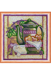 Mini Bead Embroidery Kit on Art Canvas "Violet tea"
