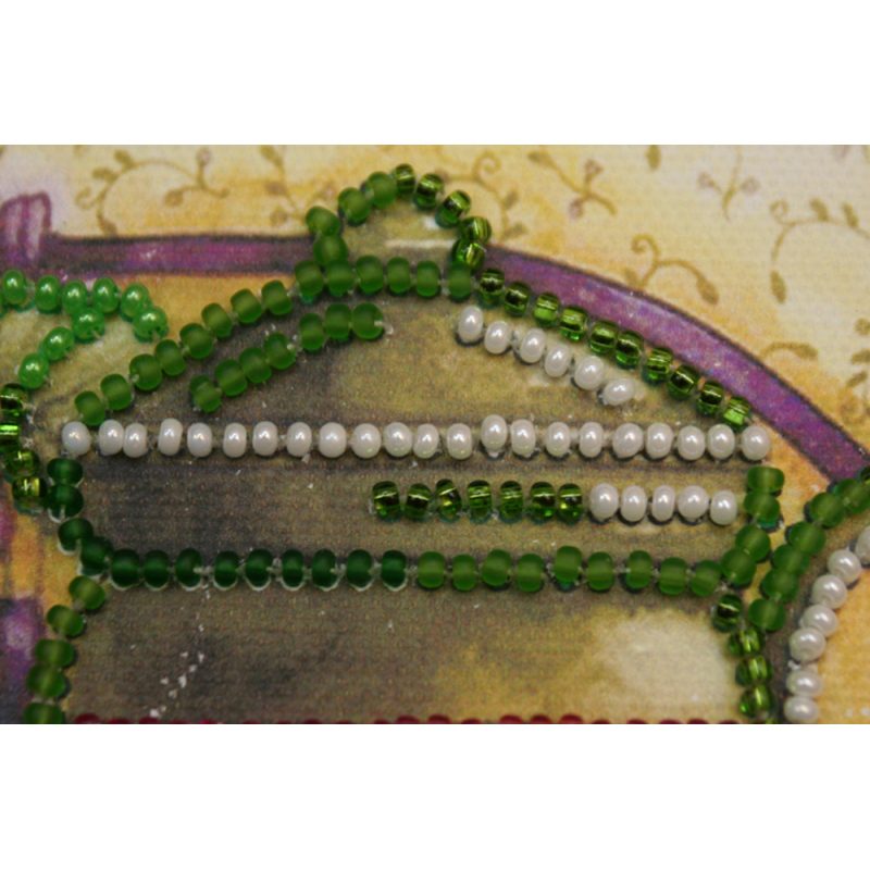 Mini Bead Embroidery Kit on Art Canvas "Violet tea"