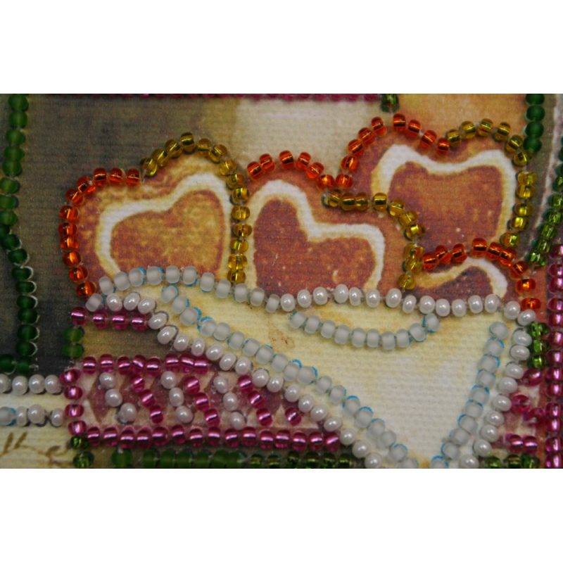 Mini Bead Embroidery Kit on Art Canvas "Violet tea"