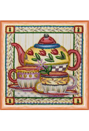 Mini Bead Embroidery Kit on Art Canvas "Tea-party"
