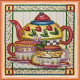 Mini Bead Embroidery Kit on Art Canvas "Tea-party"