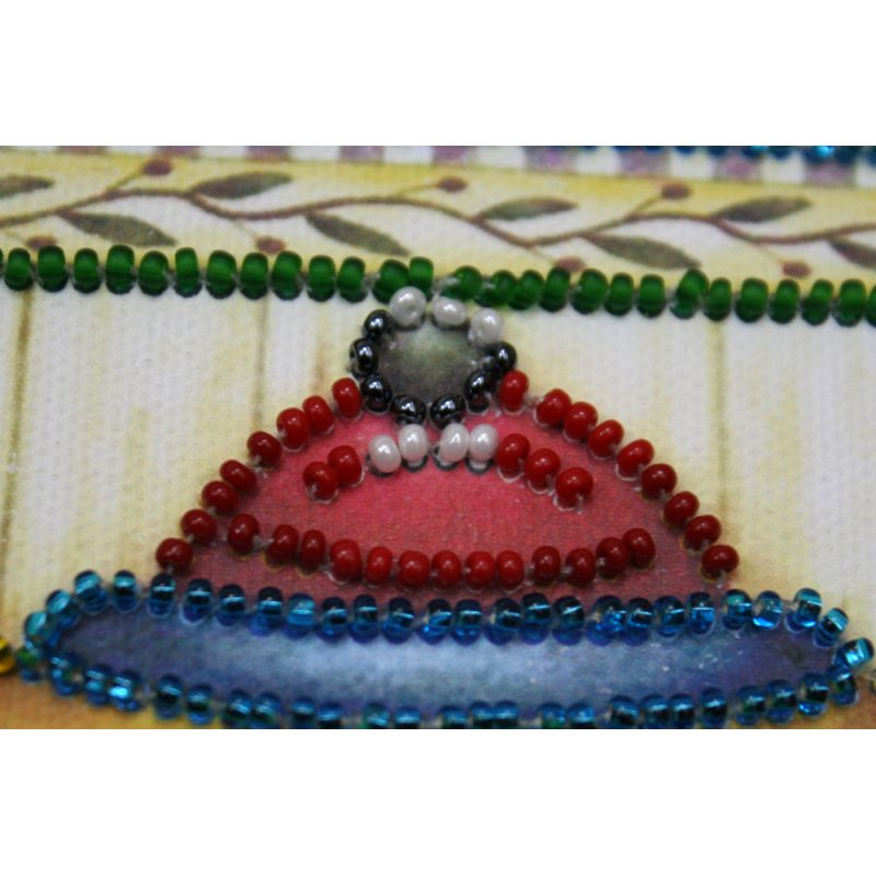 Mini Bead Embroidery Kit on Art Canvas "Tea-party"
