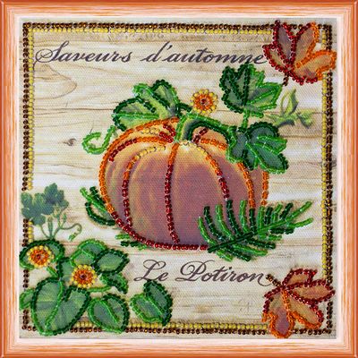 Mini Bead Embroidery Kit on Art Canvas "Autumn queen"