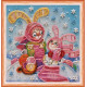 Mini Bead Embroidery Kit on Art Canvas "Knitting bunnies"
