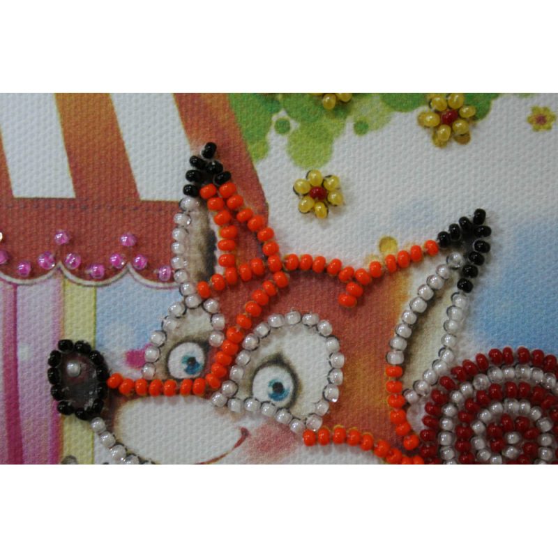 Mini Bead Embroidery Kit on Art Canvas "On a rocking horse"