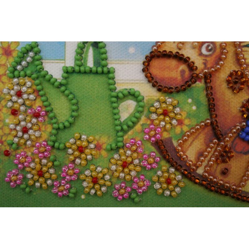 Mini Bead Embroidery Kit on Art Canvas "On a rocking horse"