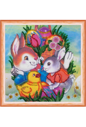 Mini Bead Embroidery Kit on Art Canvas "Easter party"