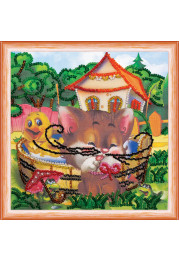 Mini Bead Embroidery Kit on Art Canvas "Summer day"