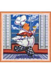 Mini Bead Embroidery Kit on Art Canvas "Cheer cook"