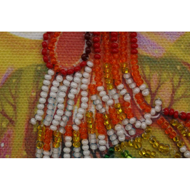 Mini Bead Embroidery Kit on Art Canvas "Cockerel"