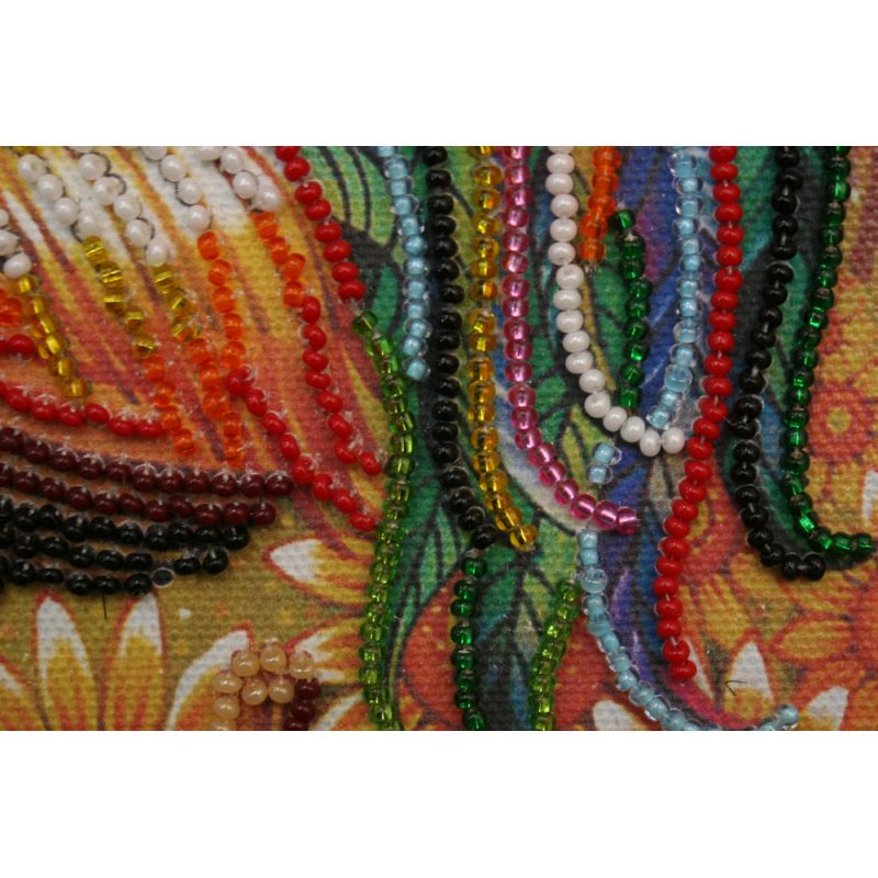 Mini Bead Embroidery Kit on Art Canvas "Cockerel"