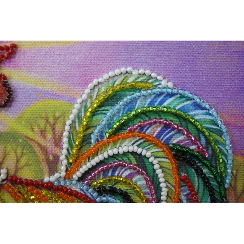 Mini Bead Embroidery Kit on Art Canvas "Cockerel"