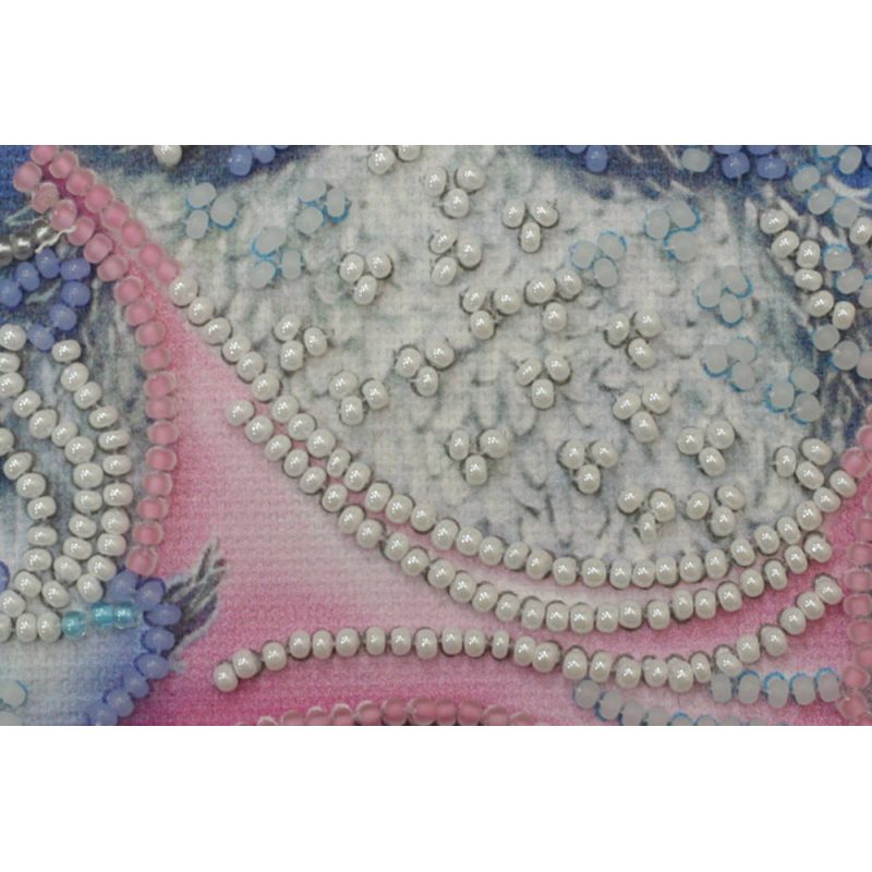 Mini Bead Embroidery Kit on Art Canvas "Owl and alarm clock"