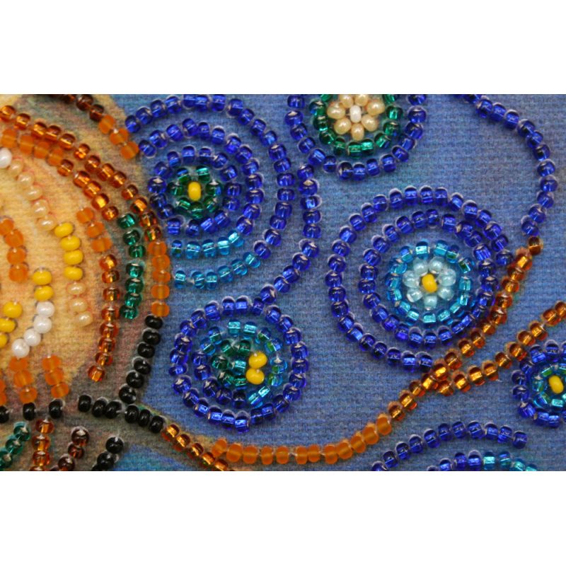 Mini Bead Embroidery Kit on Art Canvas "Midnight Owl"