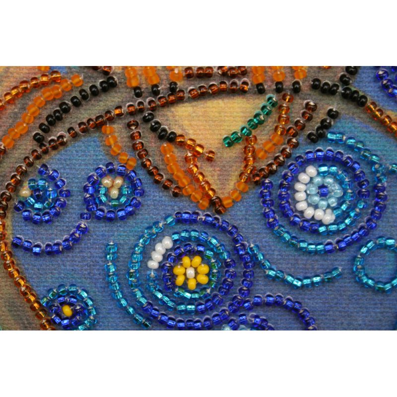 Mini Bead Embroidery Kit on Art Canvas "Midnight Owl"