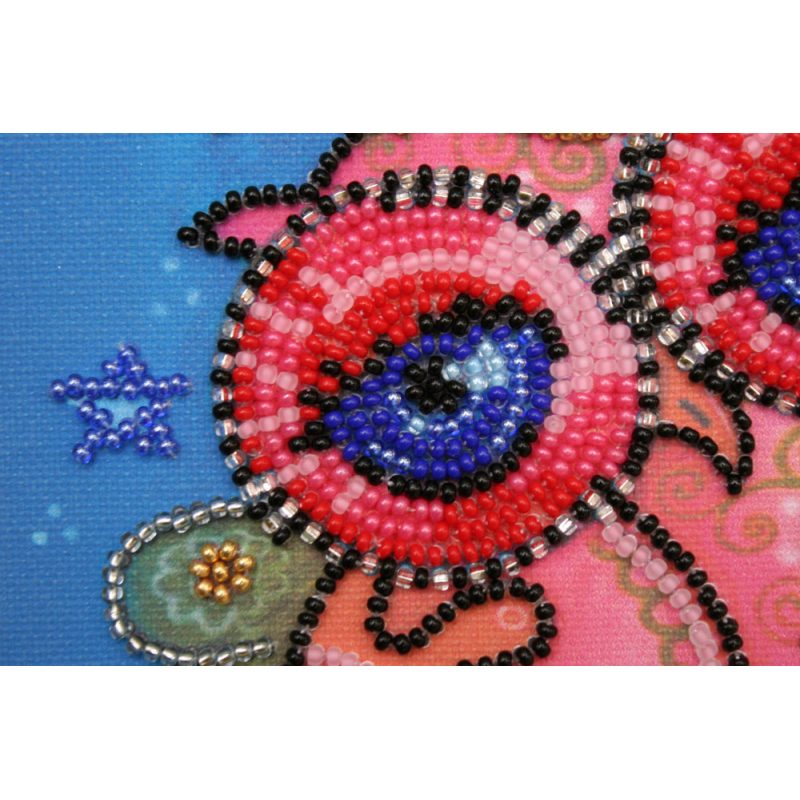 Mini Bead Embroidery Kit on Art Canvas "Fairy owl"