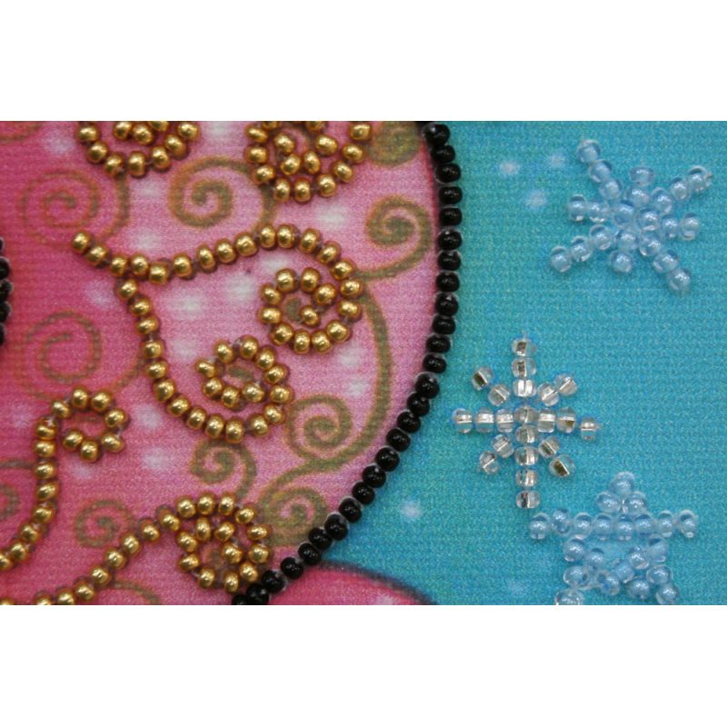 Mini Bead Embroidery Kit on Art Canvas "Fairy owl"