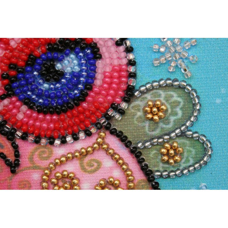 Mini Bead Embroidery Kit on Art Canvas "Fairy owl"